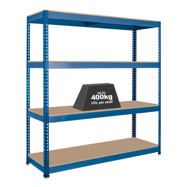 1x SX400 Industrial Shelving - 2440mm High - 400kg - Chipboard - Blue