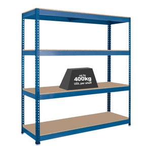 1x SX400 Industrial Shelving - 1677mm High - 400kg - Chipboard - Blue