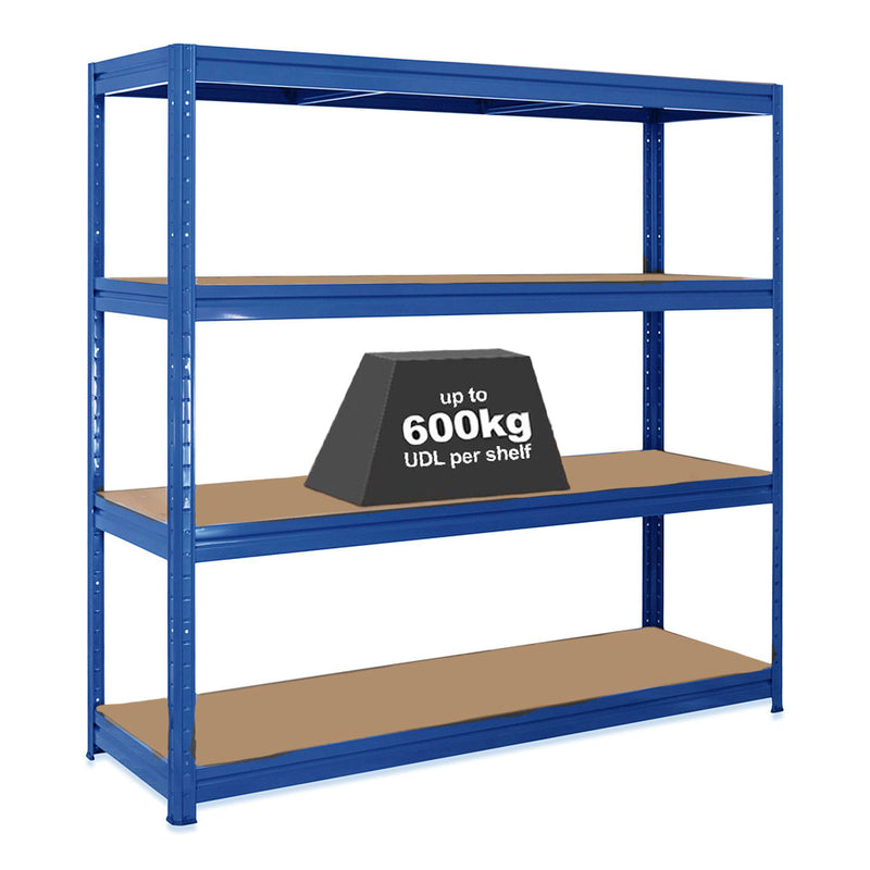 1x HRX Heavy Duty Shelving - 1770mm High - Blue with 8x 62L Wham DIY Plastic Storage Boxes