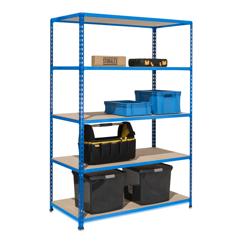 3x SX200 Industrial Shelving - 1830mm High - 200kg - Chipboard - Blue