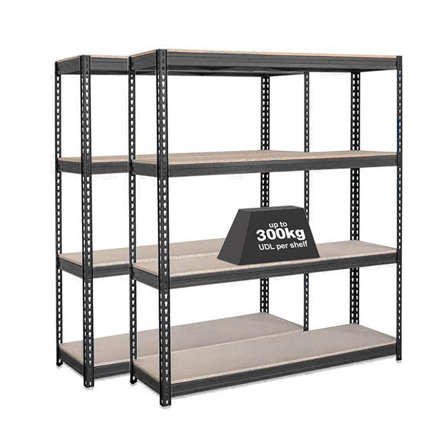 2x CRW Industrial Shelving - 1800mm High - 500kg - Grey