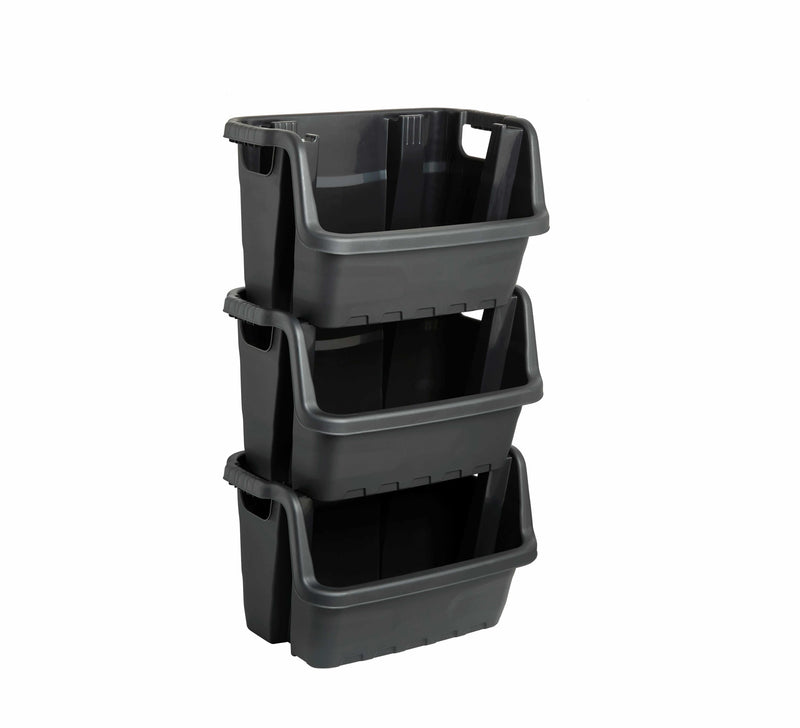 87L Large Strata Heavy Duty Stacking Pick Bins - Black