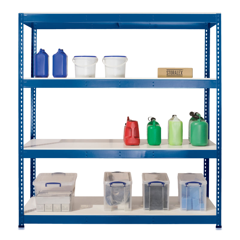 3x SX400 Industrial Shelving - 1677mm High - 400kg - Melamine - Blue