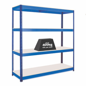 1x SX400 Industrial Shelving - 2440mm High - 400kg - Melamine - Blue