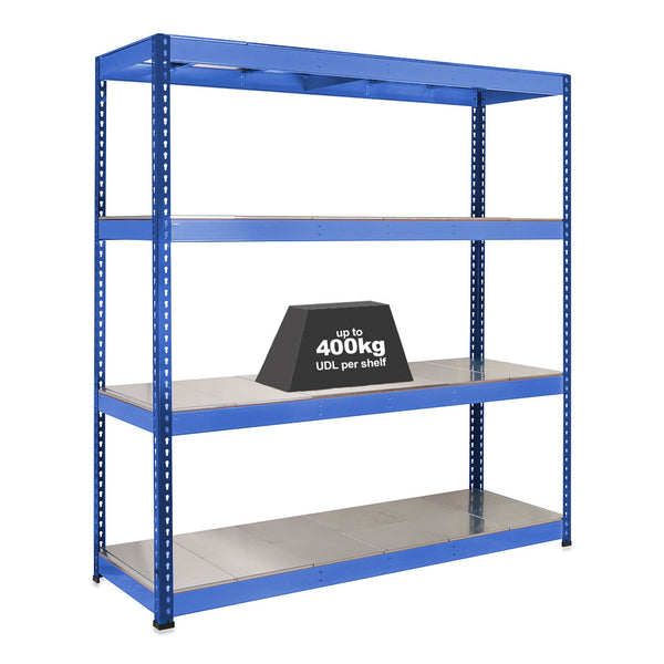 1x SX400 Industrial Shelving - 1677mm High - 400kg - Steel - Blue