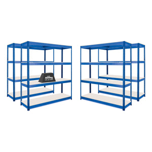 4x SX400 Industrial Shelving - 1677mm High - 400kg - Melamine - Blue