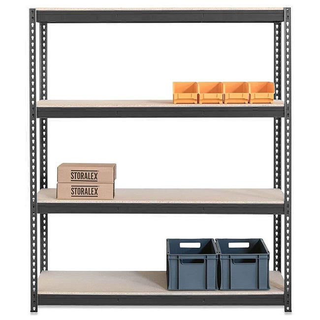 2x CRW Heavy Duty Shelving - 2200mm High - Grey with 8x 37L Wham DIY Plastic Storage Boxes