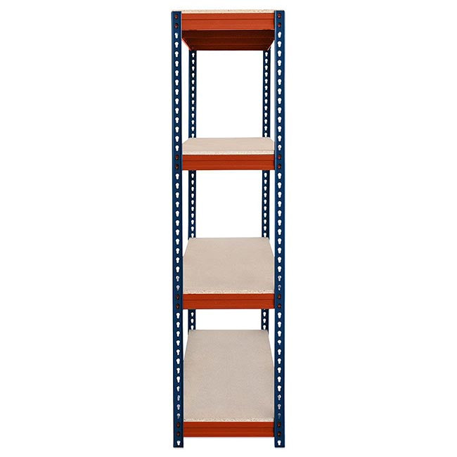 2x CRW Heavy Duty Shelving - 2200mm High - Blue & Orange with 8x 37L Wham DIY Plastic Storage Boxes