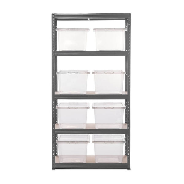 1x VRS Shelving Unit - 1800mm High - Grey with 8x 60L Wham Plastic Storage Boxes