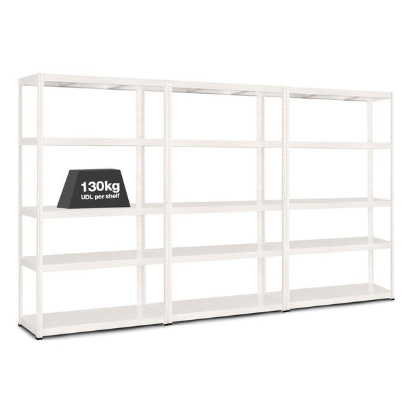 3x Storalex MT Metal Shed Shelving 1800mm High 90 130kg White